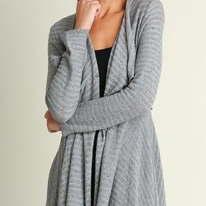 Umgee BOHO gray long duster cardigan sweater